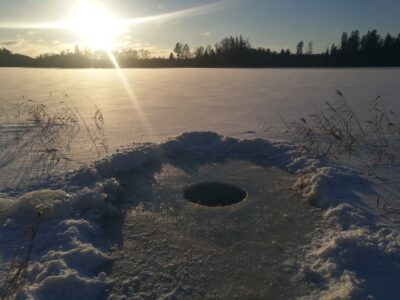 Idyllisk vedeldad bastu vid sjön Klämmingen, Gnesta